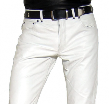 Leather trousers leather jeans white W36 L30